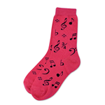 Women's Pink Socks Black Notes