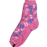 Women's Socks Pink Multi Notes