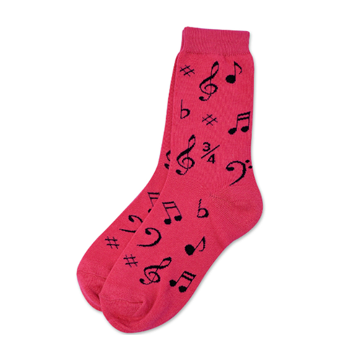 Women's Pink Socks Black Notes